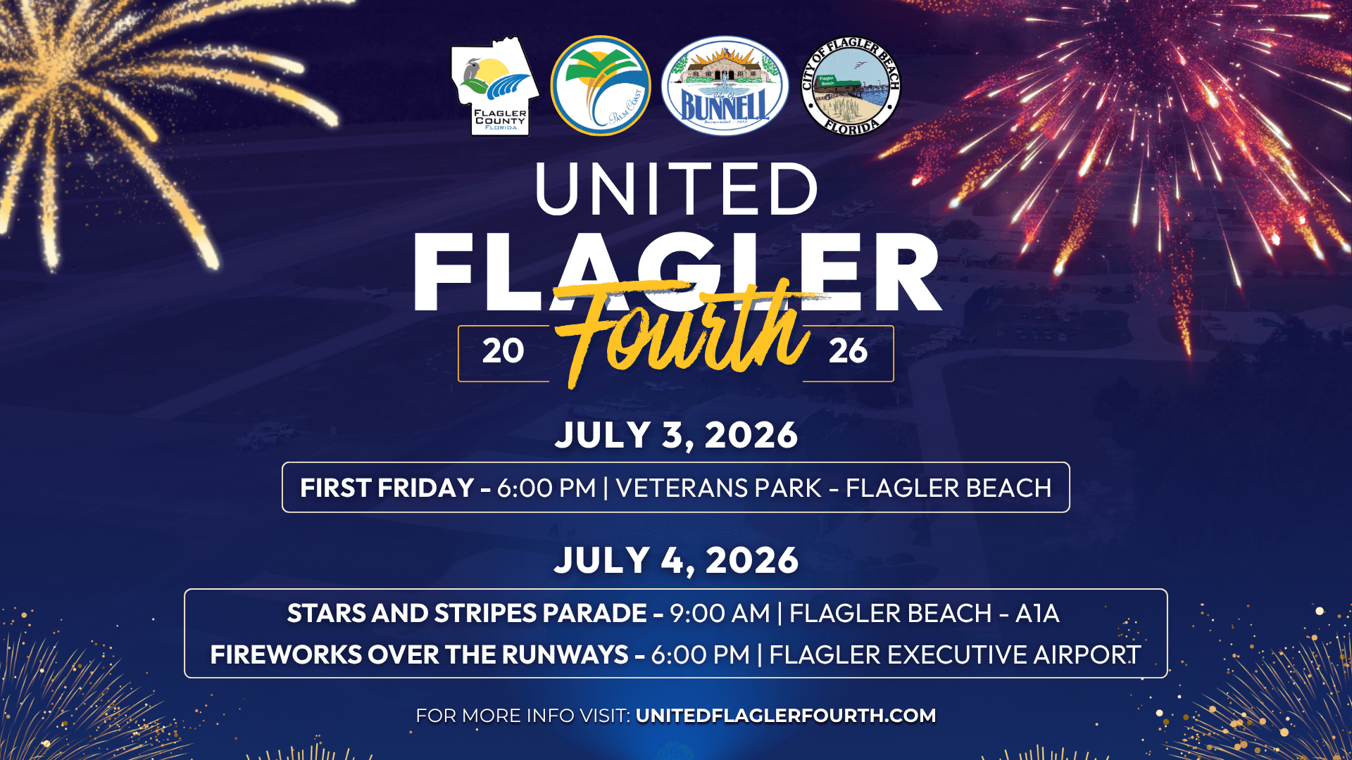 2026 United Flagler 4th Event Cover Photo with dates and times