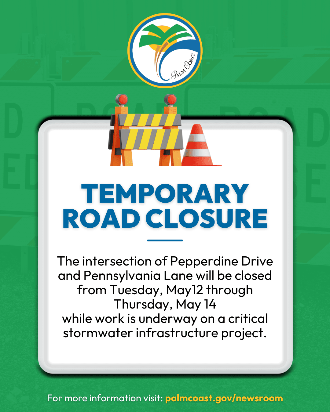 Decorative Graphic with Road Closure Information