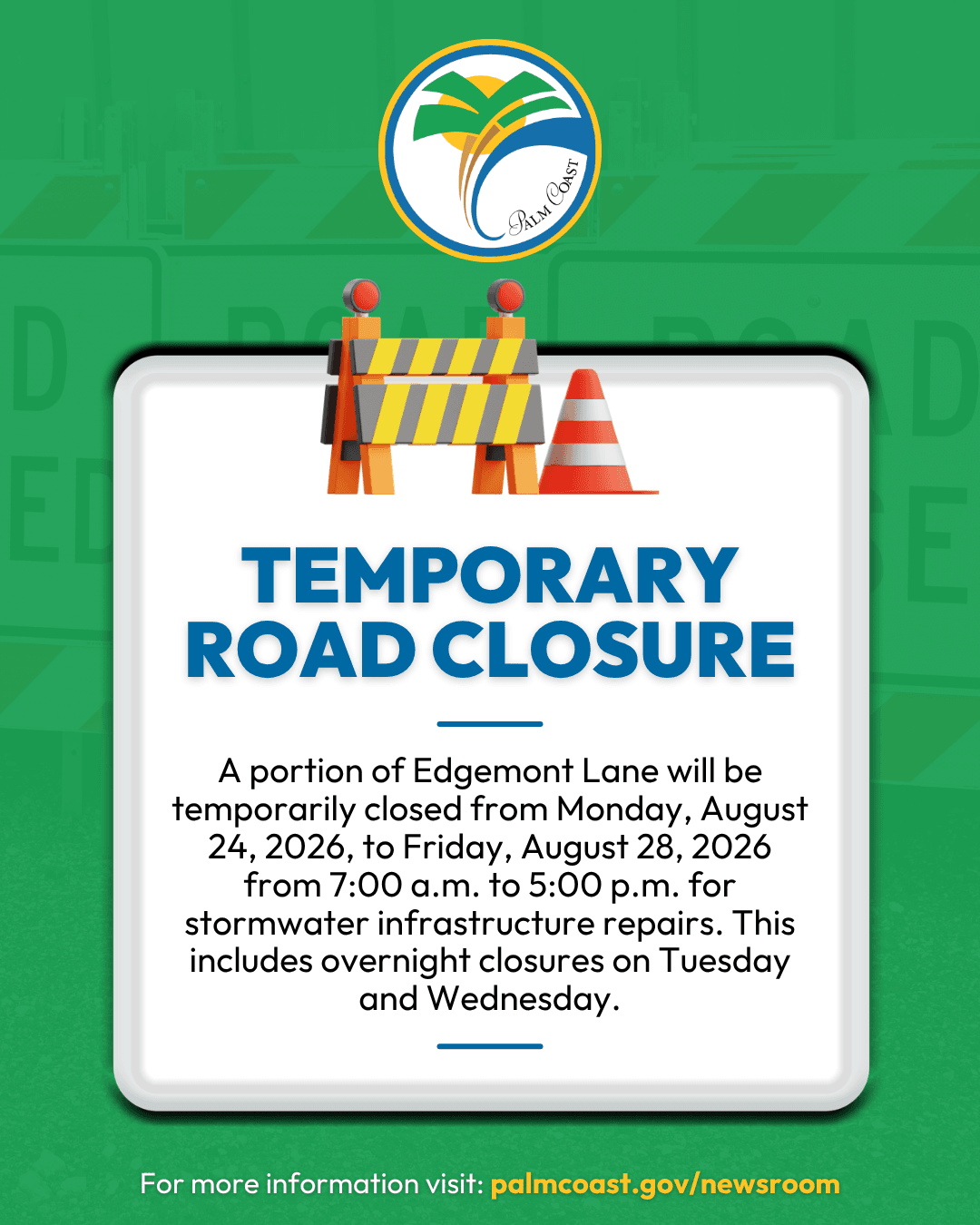 Decorative Graphic with Road Closure Information