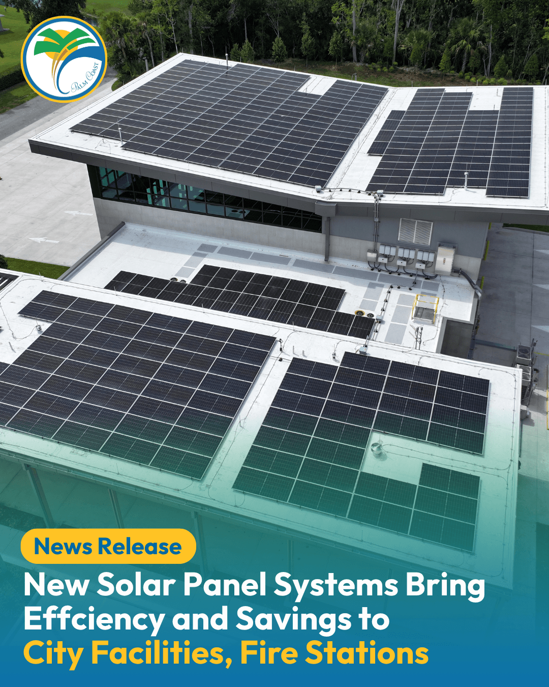Photo of Solar Panel System on Top of the Fire Station