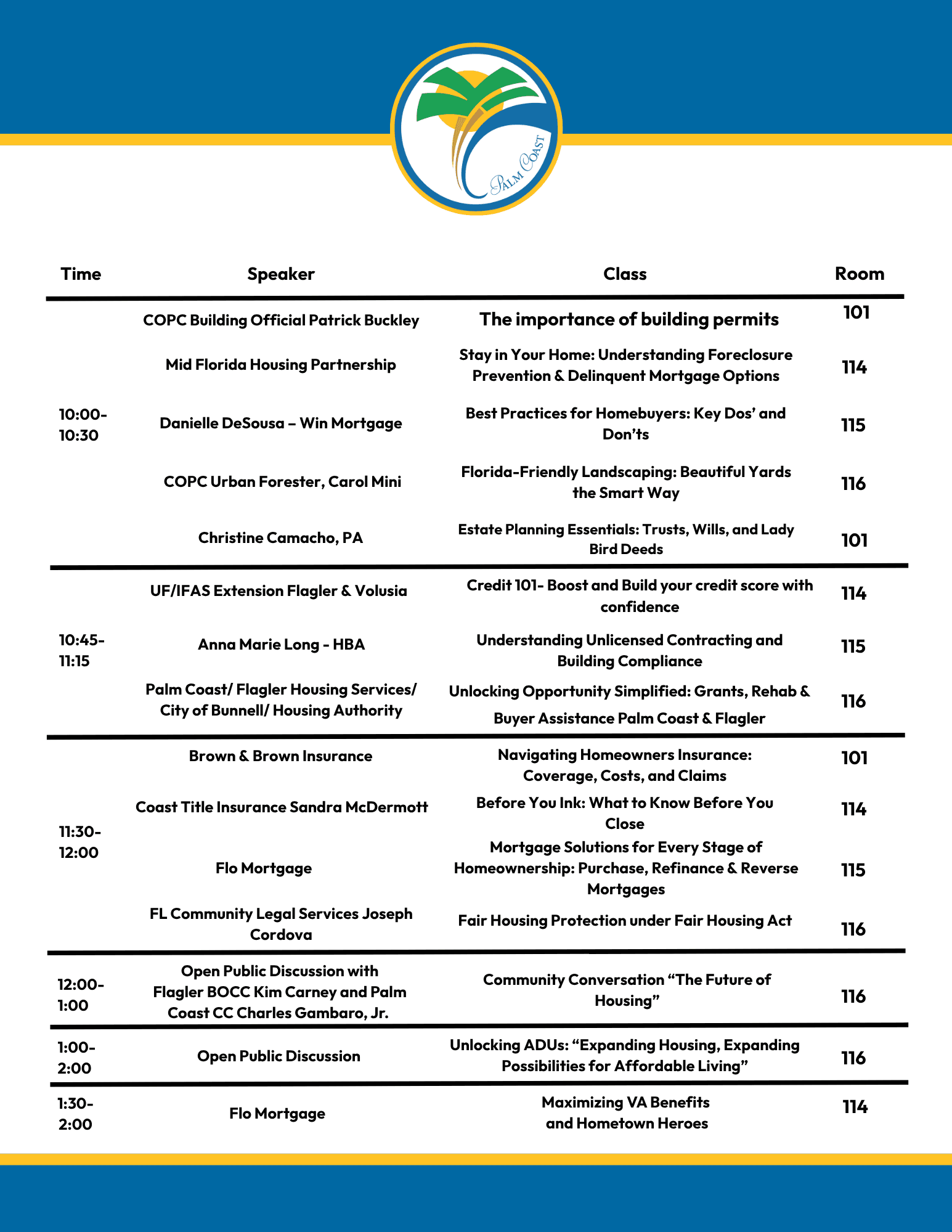 Decorative Graphic with Housing Fair Schedule Information