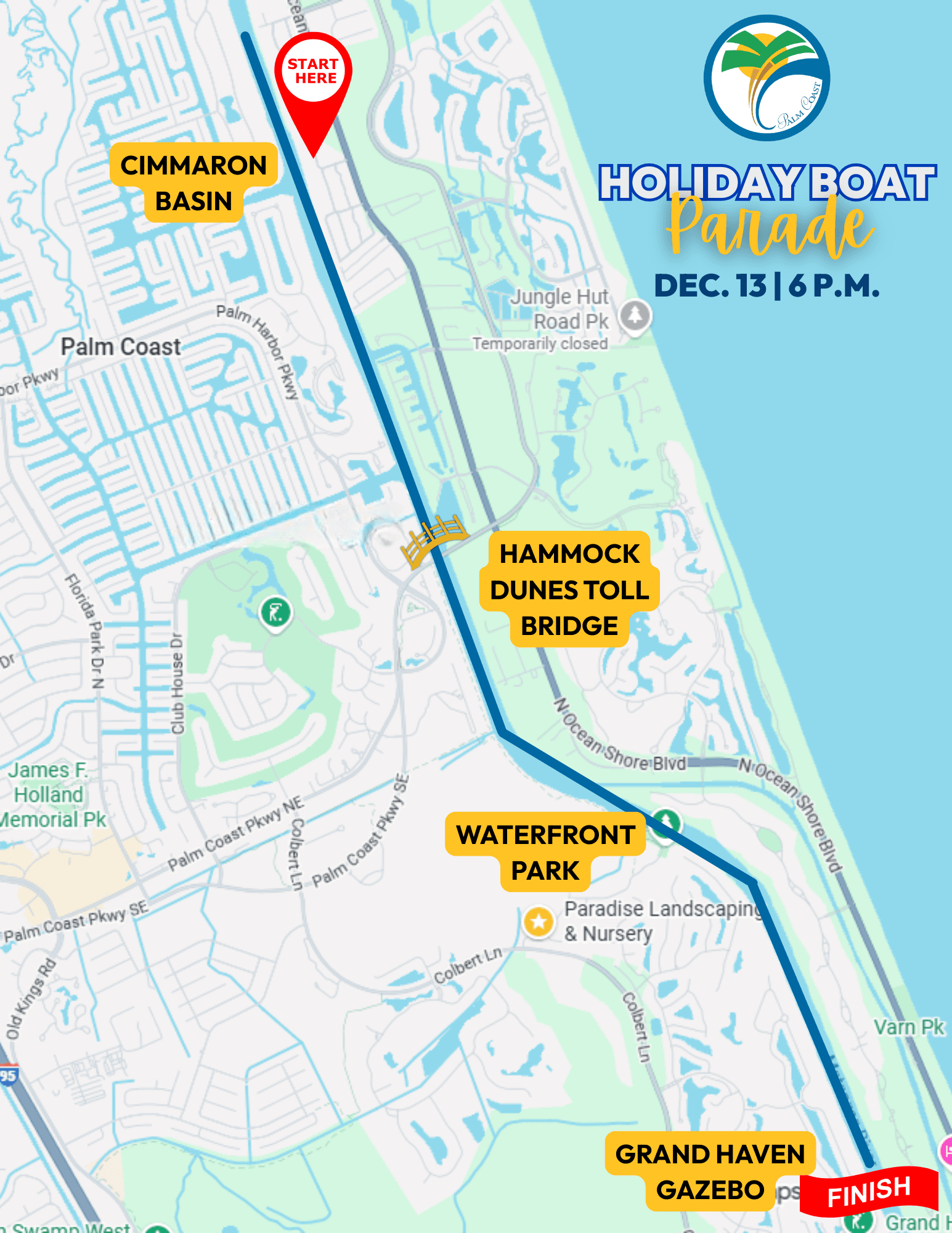 Holiday Parade route - Cimmaron Basin to Grand Haven.png