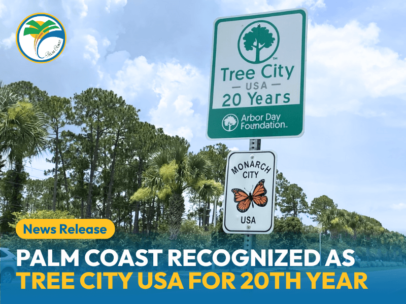 Sign in Palm Coast marks 20 years as a Tree City USA and Monarch City USA.