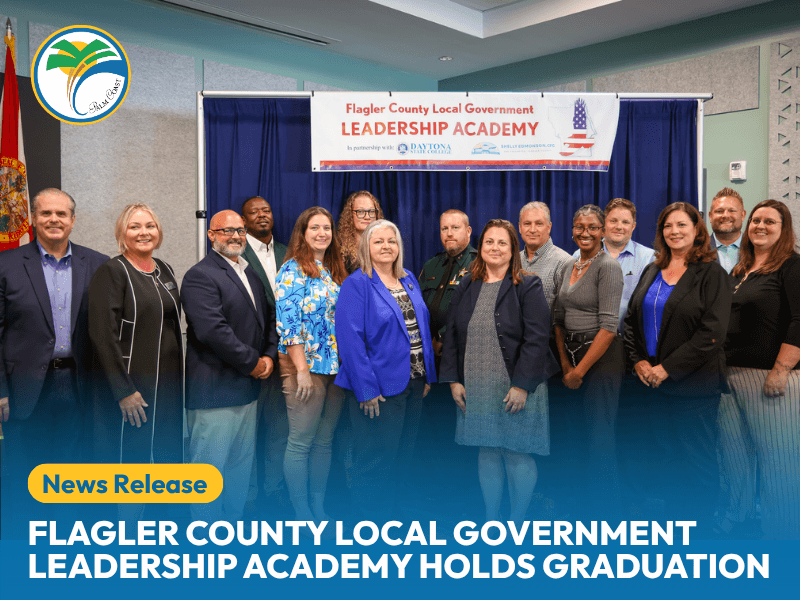 Group photo of Flagler County Local Government Leadership Academy graduates at their graduation event.