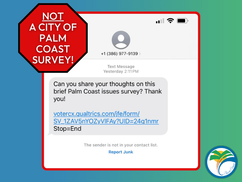 City of Palm Coast Alerts Residents to Unofficial Survey Circulated via