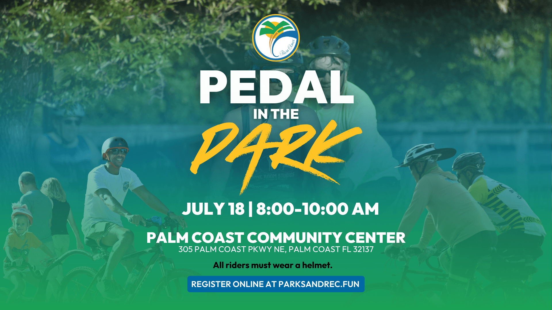 Come Pedal in the Park with us. Our ride will take us though Linear and Waterfront Parks. 