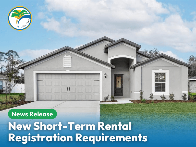 photo of a single family home with text that reads news release New Short-Term Rental Registration Requirements