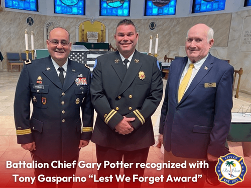 Battalion Chief Gary Potter recognized with Tony Gasparino “Lest We Forget Award”