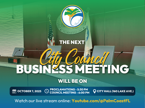 City Council Business Meeting on October 7 at 6 p.m.