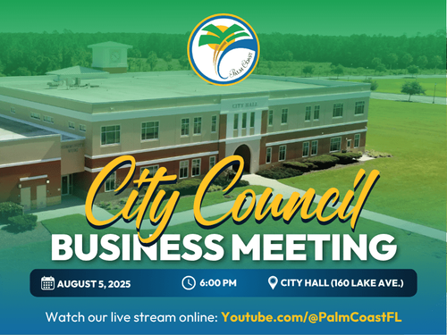 City Council Business Meeting on August 5, at 6 p.m.