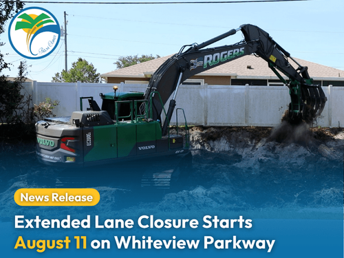 Extended Lane Closure Starts August 11 on Whiteview Parkway