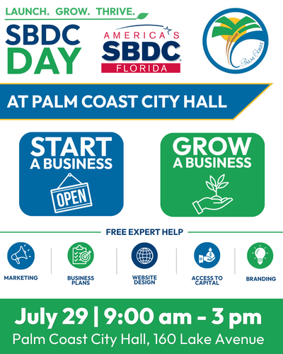 City of Palm Coast to Host “SBDC Day” for Entrepreneurs and Growing Businesses