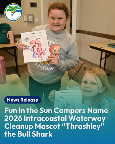 Fun in the Sun Campers Name 2026 Intracoastal Waterway Cleanup Mascot “Thrashley” the Bull Shark
